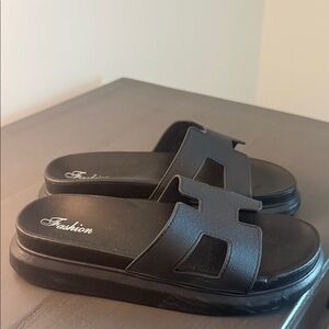 Black Slide Sandals